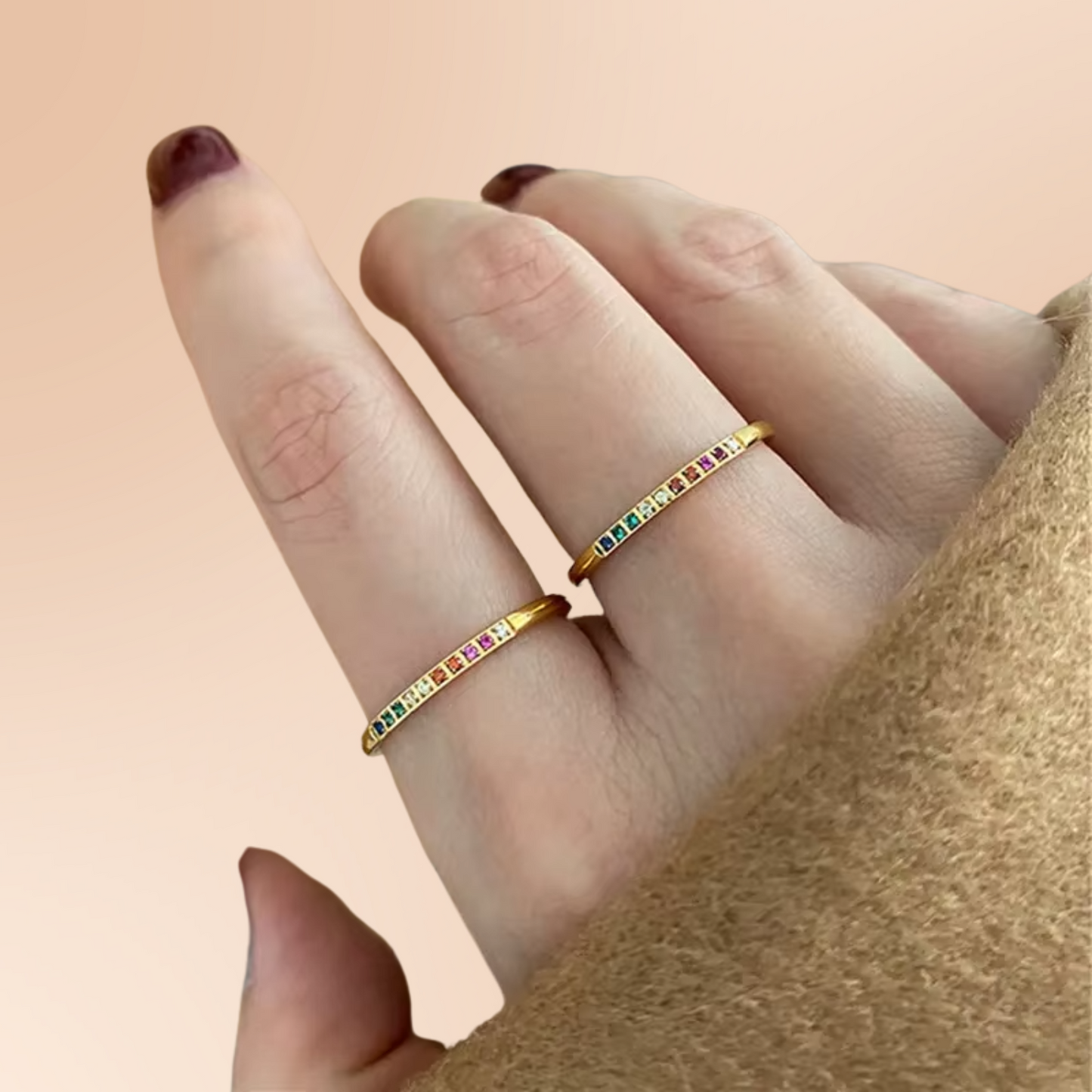 Rainbow Charm Rings