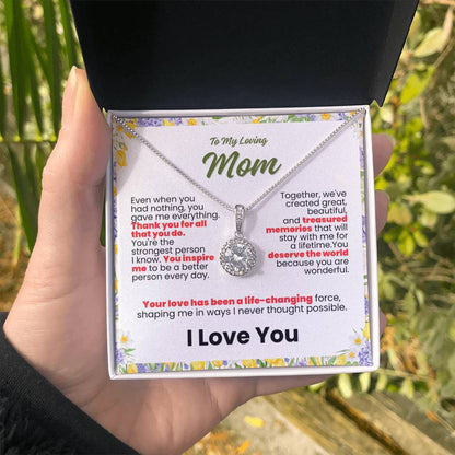 To My Loving Mom Floral Forever Grateful Pendant - Enchanted Jewels