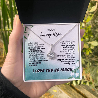 To My Loving Mom Green Background Forever Grateful Pendant - Enchanted Jewels