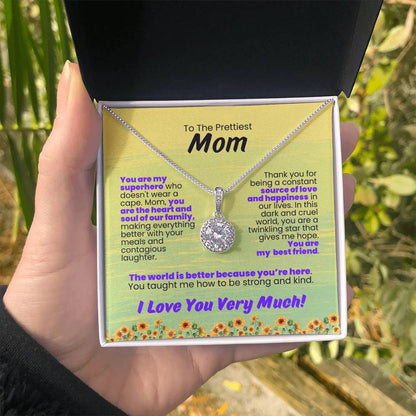 To The Prettiest Mom Green Background Forever Grateful Pendant - Enchanted Jewels