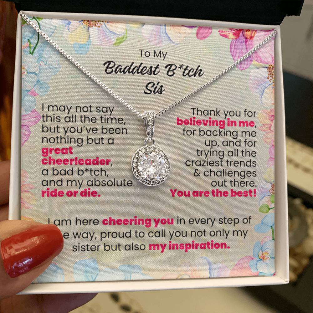 To My Baddest B_tch Sis Floral Forever Grateful Pendant - Enchanted Jewels