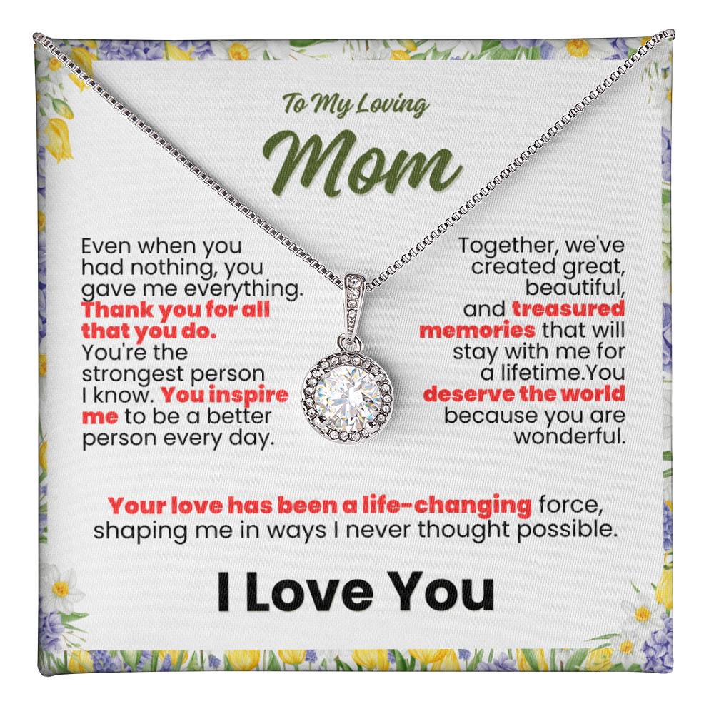 To My Loving Mom Floral Forever Grateful Pendant - Enchanted Jewels