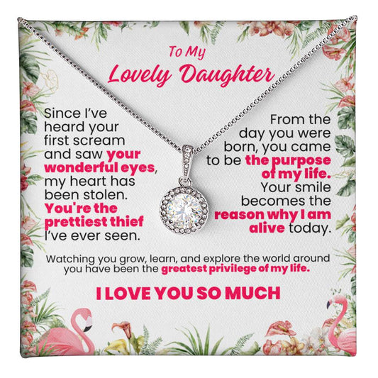 To My Lovely Daughter Floral Forever Grateful Pendant - Enchanted Jewels