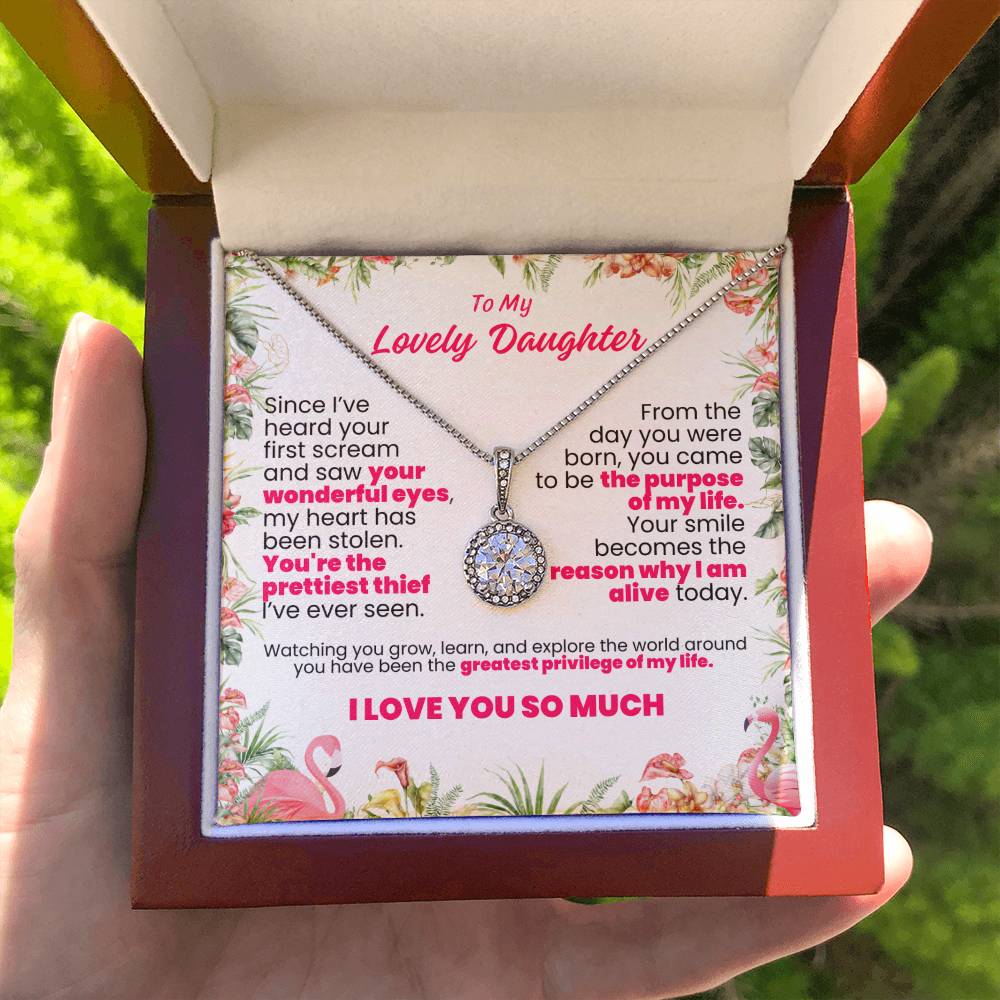 To My Lovely Daughter Floral Forever Grateful Pendant - Enchanted Jewels