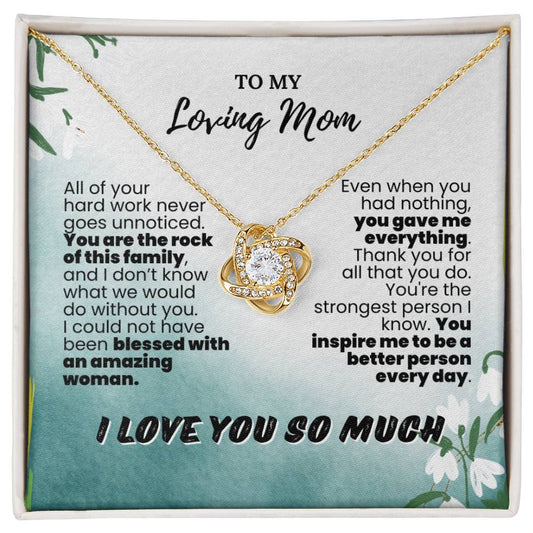 To My Loving Mom Green Background Twisted Love Pendant - Enchanted Jewels