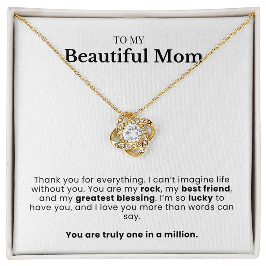 To My Beautiful Mom - Twisted Love Pendant - Forever My Rock