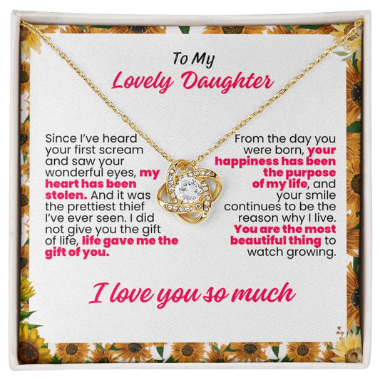 To My Lovely Daughter Sunflower Twisted Love Pendant - Enchanted Jewels