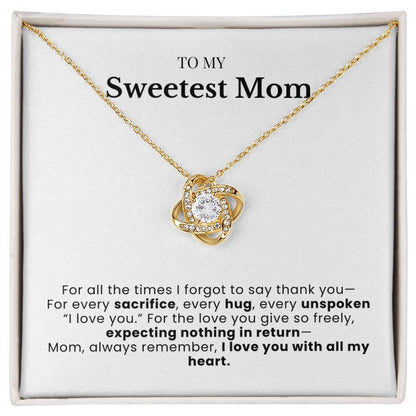 To My Sweetest Mom - Twisted Love Pendant - All My Heart