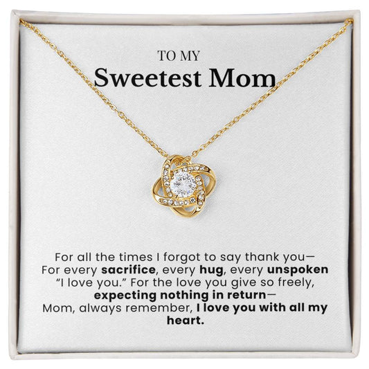 To My Sweetest Mom - Twisted Love Pendant - All My Heart