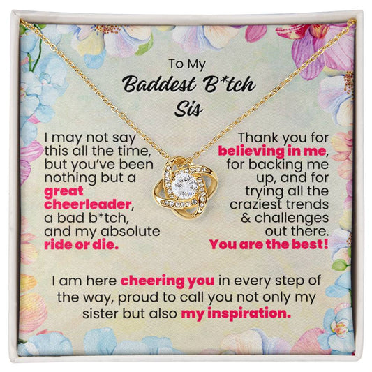 To My Baddest B_tch Sis Floral Background Twisted Love Pendant - Enchanted Jewels