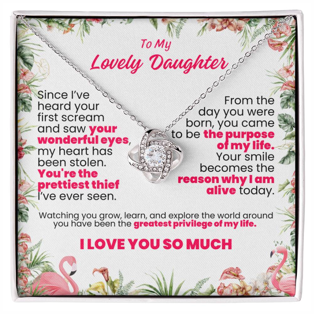 To My Lovely Daughter Floral BackgroundTwisted Love Pendant - Enchanted Jewels