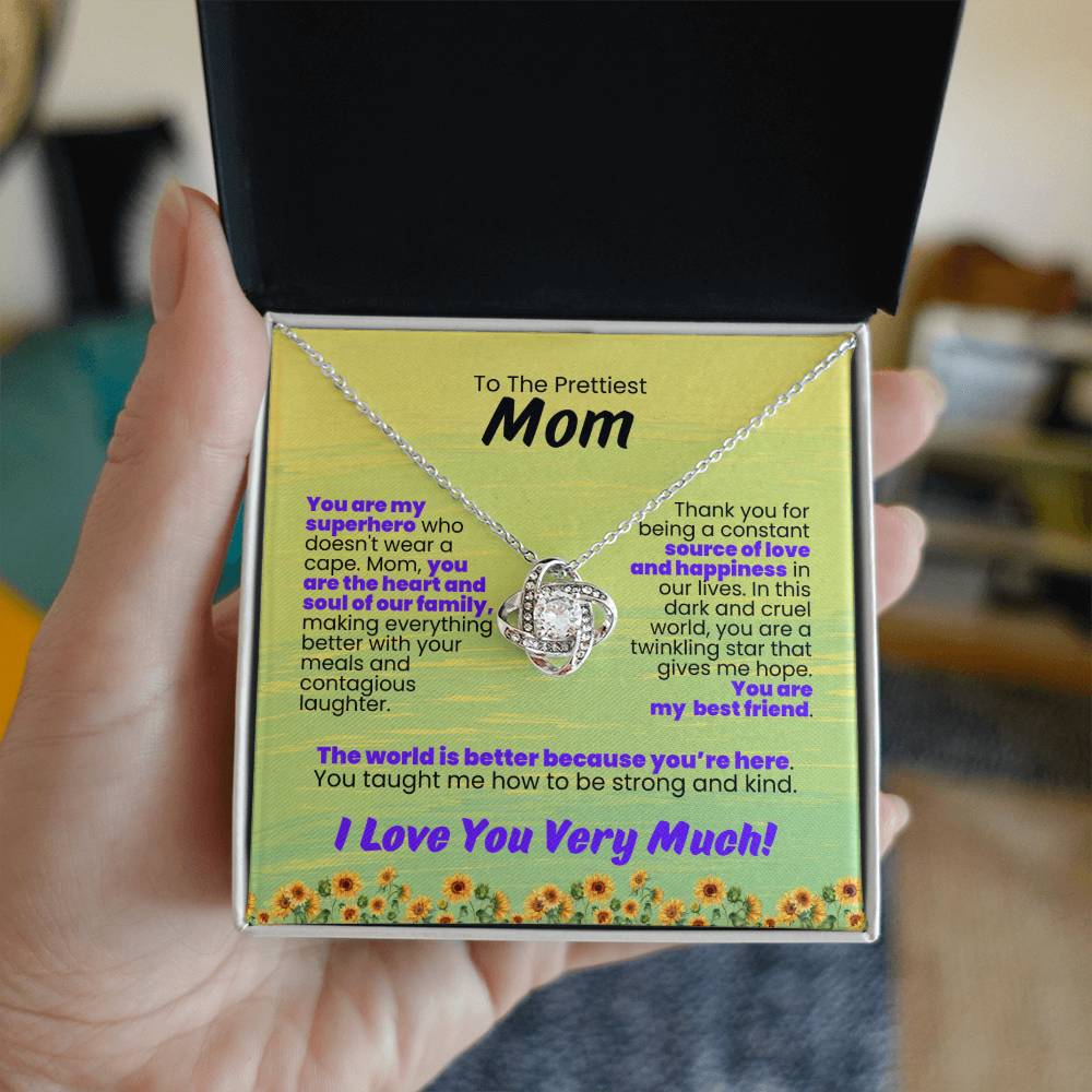 To The Prettiest Mom Sunflower Twisted Love Pendant - Enchanted Jewels