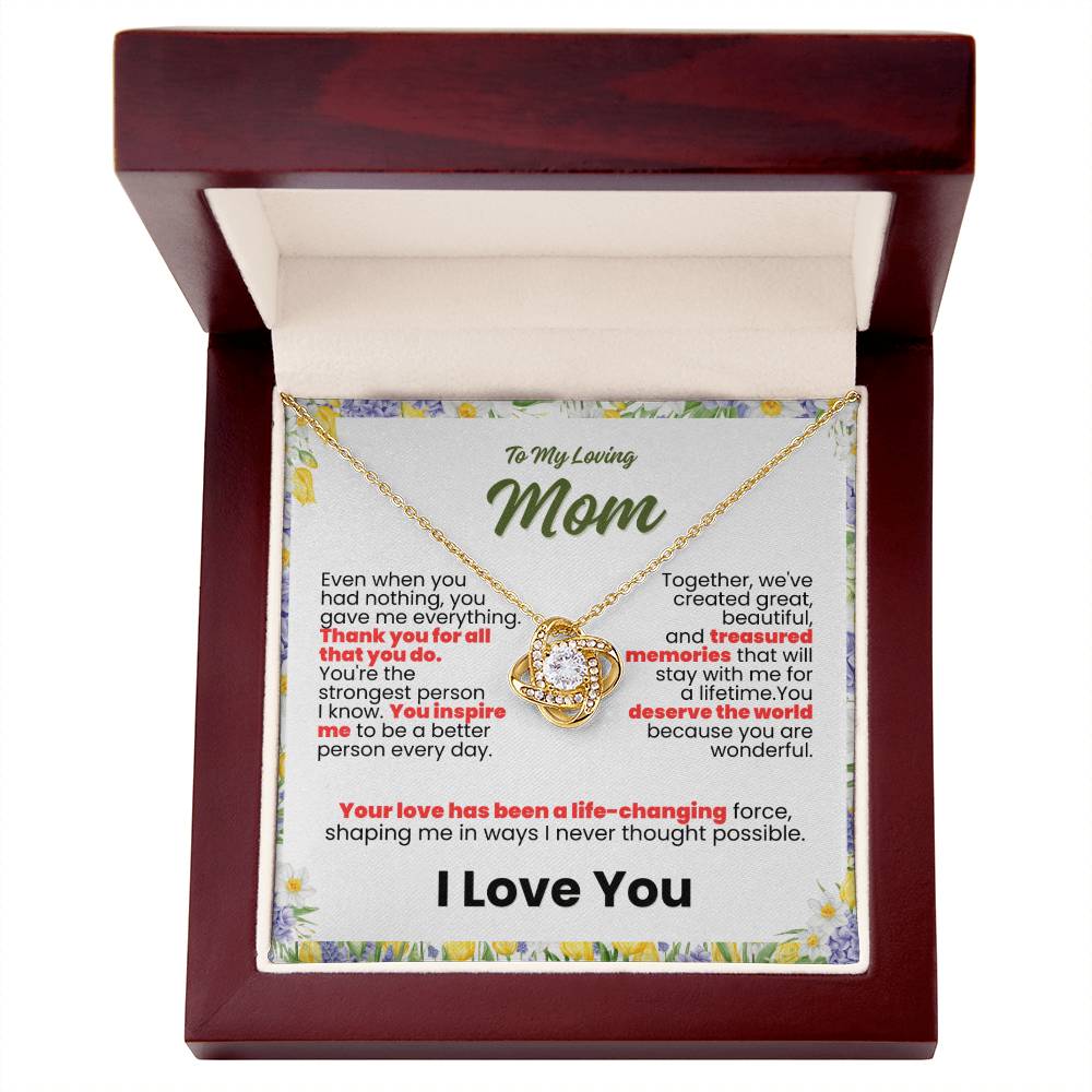 To My Loving Mom Floral Background Twisted Love Pendant - Enchanted Jewels