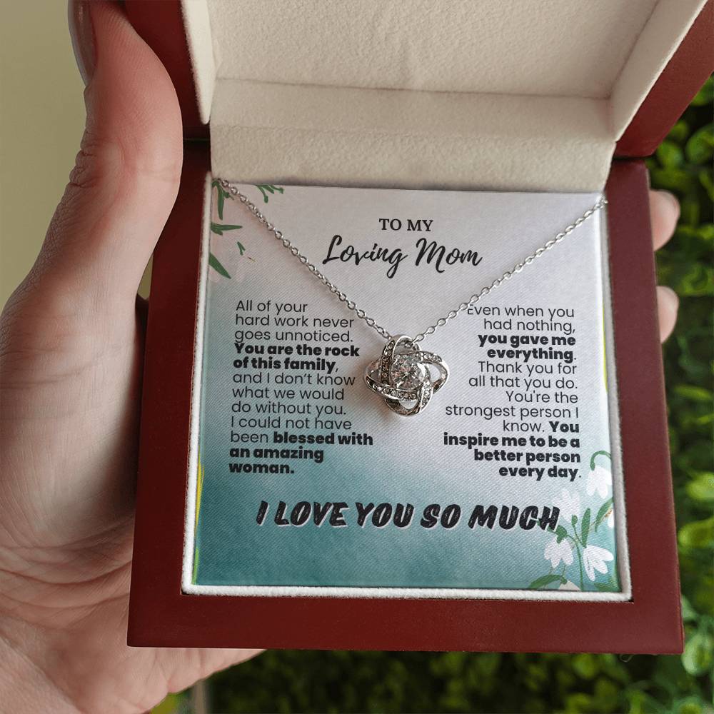 To My Loving Mom Green Background Twisted Love Pendant - Enchanted Jewels